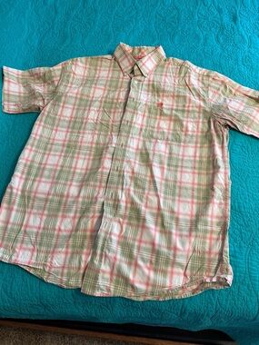 Cinch Men's Plaid Button-Down Shirt - Pink & Green